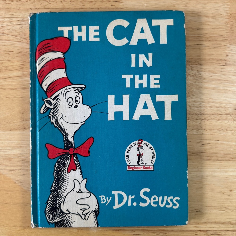 The Cat in the Hat Dr Seuss Hardcover Book Club Edition 1957 VTG Beginner Book - Picture 1 of 8
